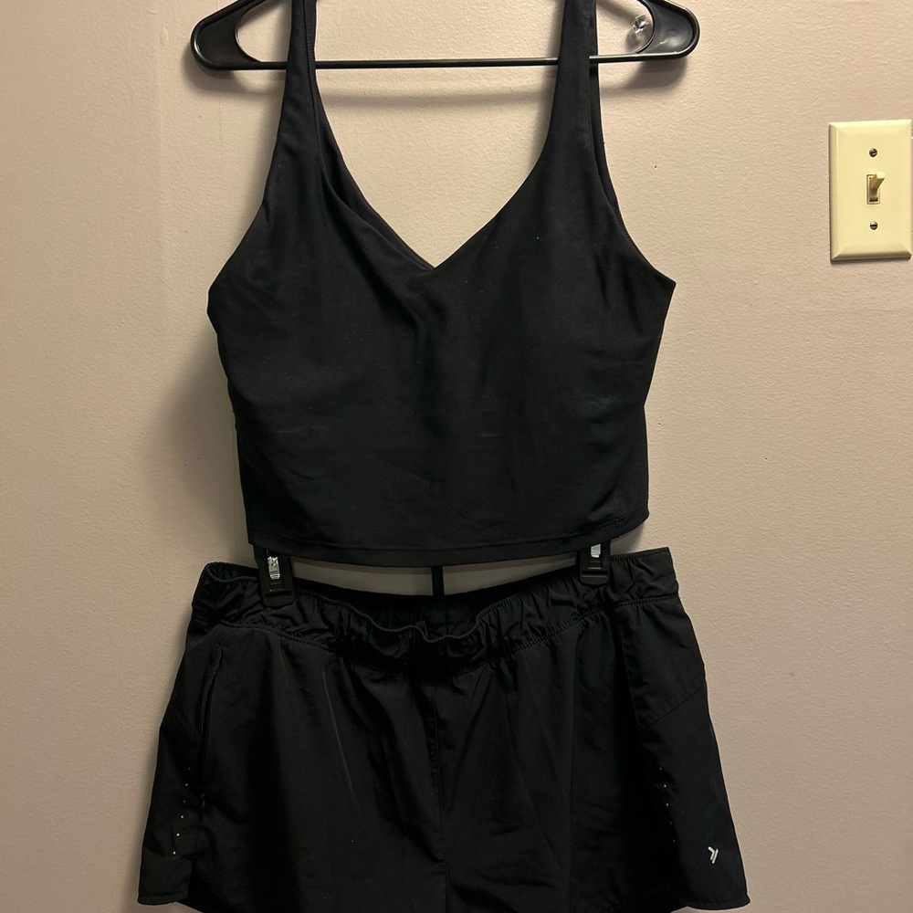 Old Navy Activewear Black Tank Top and Shorts Set